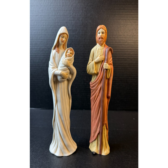1993 Set of 2 Pencil Slim 10” Porcelain Nativity Figurines Christmas Treasures - Picture 1 of 8